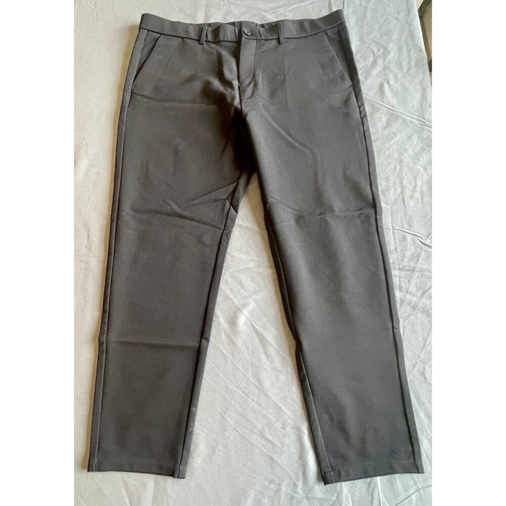NWT Plaid&Plain Men's Stretch Dress Pants Slim Fit Skinny Suit Pants 40x28 Black